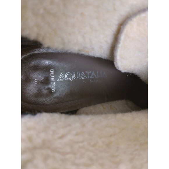 AQUATALIA Grayish Brown Leather Heeled Ankle Boot Lace Up Buckle Womens Size 8.5 - Picture 8 of 9